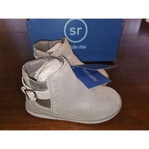 STRIDE RITE SRT AGNES GIRLS SILVER BOOTS SIZE 8.5 M New with box